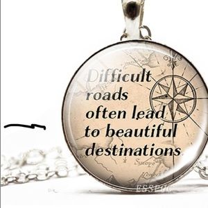 "Difficult roads" silver 20" pendant necklace